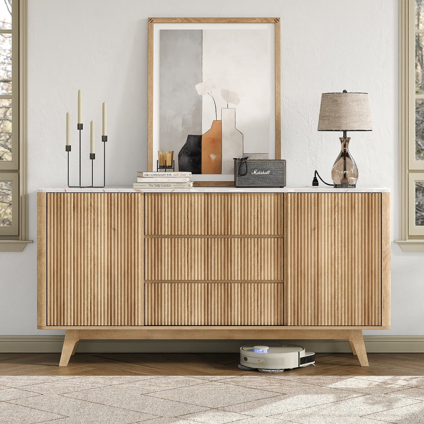 62" Buffet Cabinet Fluted - Vektaya