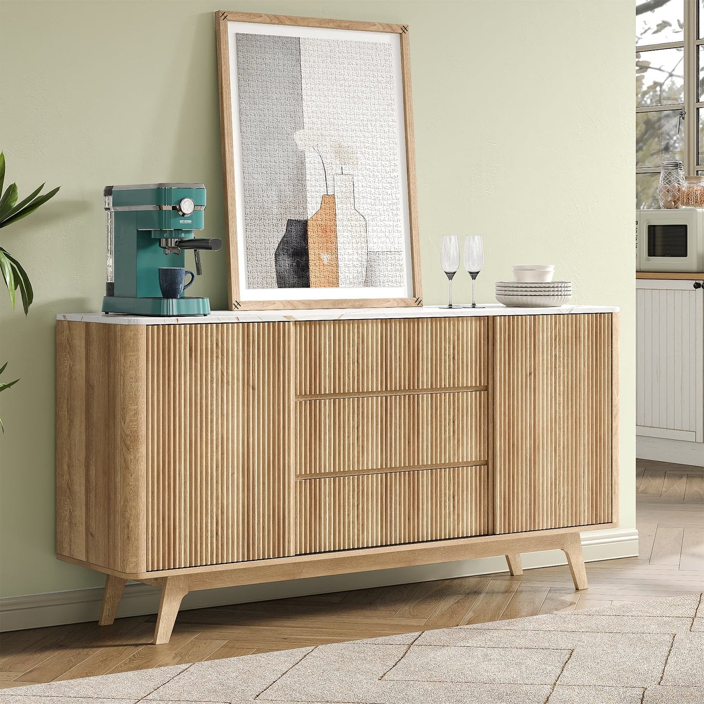 62" Buffet Cabinet Fluted - Vektaya