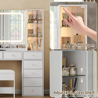 12-Drawer Mirror Vanity Desk - Vektaya