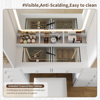 12-Drawer Mirror Vanity Desk - Vektaya